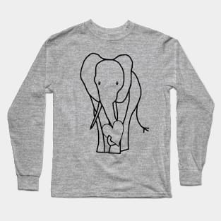 Big Animals Elephant with Heart Outline for Valentines Day Graphic Long Sleeve T-Shirt